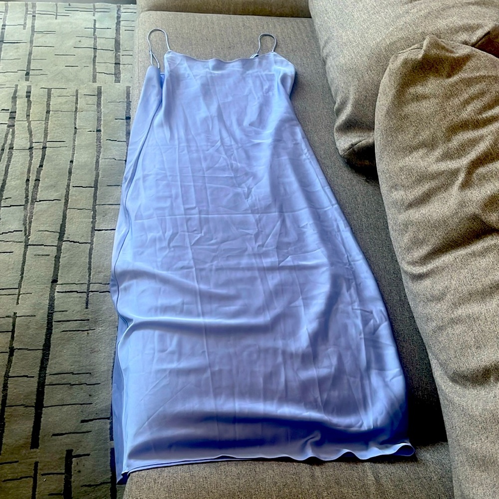 Blue silk dress sleeveless machine washable brand new never worn
